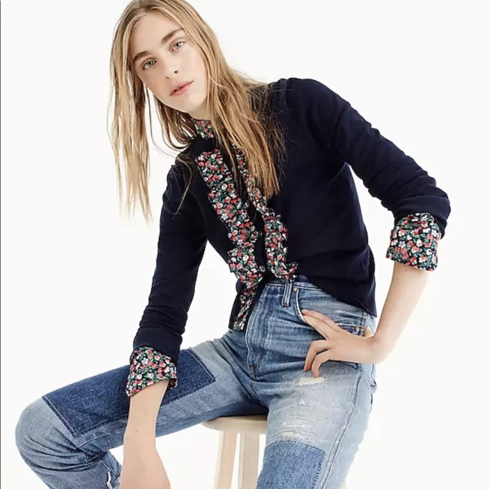 J. Crew Liberty Ruffle Jackie Cardigan